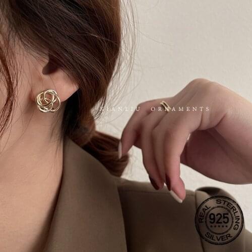 Twisted Winding Stud Earrings S925 Silver Needle For Women Korean Fashion Temperament New Trend High Quality Lady Jewelry INEFFA