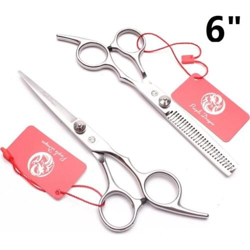 Y1211 Silver Professional Barber Hair Cutting Thinning Scissors Shears Set Hairdressing Salon Set 6"