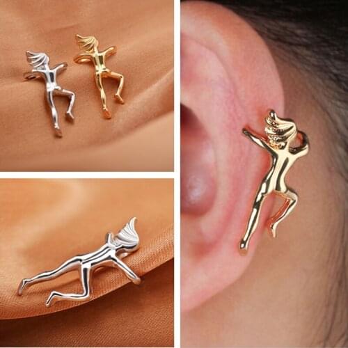 Yungqi Korean Fashion 3D Gymnast Portrait Clip Earrings For Women Without Hole Fake Ear Bone Clip Earings Non-Piercing Jewelry