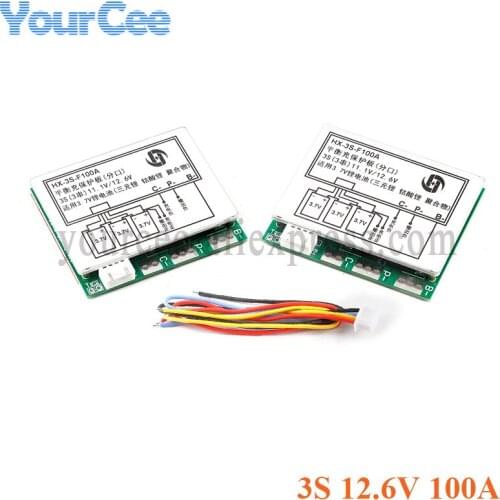 3S 12.6V 100A Li-ion Lithium Battery Protection Board Module 3 Cells 11.1V Polymer Balance Function Charge Module PCB BMS