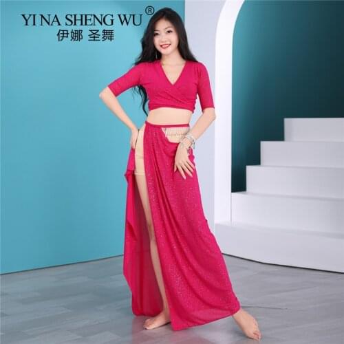 Belly Dance Women Elegant Top Training Clothing Suit Female Adult Split Long Skirt Professional Performance Practice Clothing