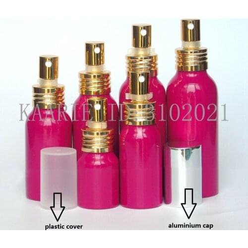 1-2pcs 20-300ml Rose red Aluminum empty spray bottle plastic cap Fine Mist Refill cosmetic spray jar Sample subpackage bottle