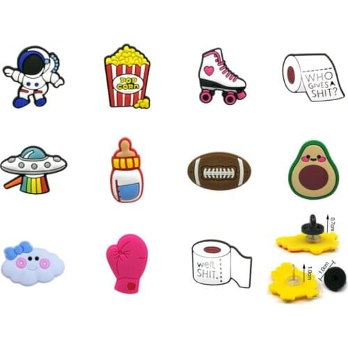 1pcs Avocado PVC Brooches Astronauts Butterfly Clutch Pins Accessories Badges Pink Boxing Gloves Icons on Bags Clothes Kids Gift