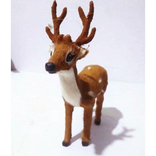 15x4x16cm simulation sika deer toy hard model plastic&furs deer craft home decoration chirstmas gift h1195
