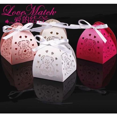 50Pcs Laser Cut Bear & Elephant Animal Baby Shower Candy Box Party Favors Gift Box Favors Box Wedding Box For Party Supplies