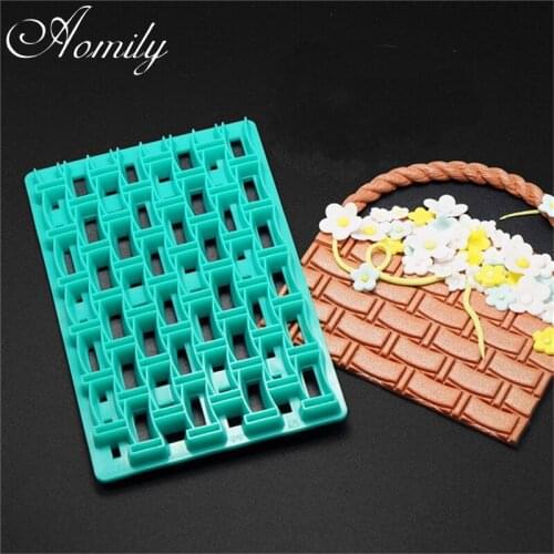 Aomily Grid Shaped Cake Chocolate Fondant Mold Plastic Printing Biscuits Cookies Cutter Embosser Gum Paste Cake Decoration Tools