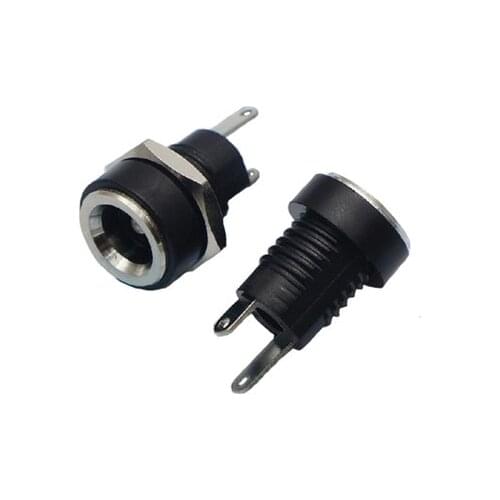 Free shipping 20PCS DC-022B 2.5 Power supply socket DC Seat 2 Pin Welding line Belt Nut