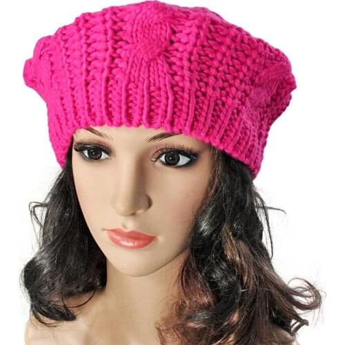 CUHAKCI Braided Crochet Warm Baggy Beanie Caps Fashion Women Winter Beret Hat Ski Cap Wool Knitted Lady