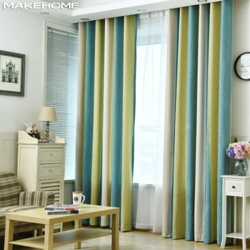 Color Splicing Modern Curtains for Living Room Thick Chenille Stripe Window Curtains for Bedroom Soft Blinds Drapes