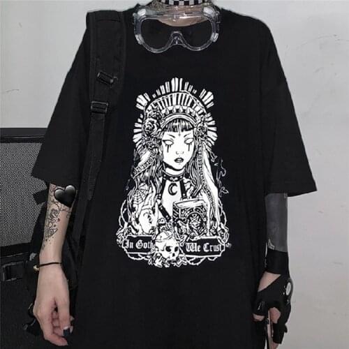 Printed T-shirt 2021 Korean Version of The Dark Line Printed Loose Short-sleeved T-shirt Men and Women Tops Tide