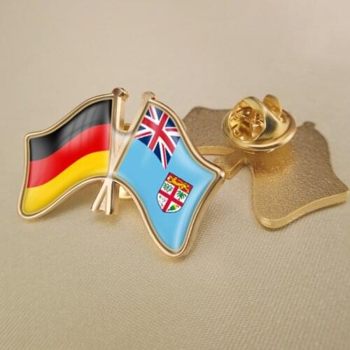 Germany and Fiji Crossed Double Friendship Flags Lapel Pins Brooch Badges