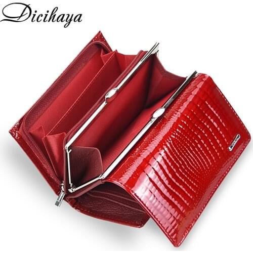 DICIHAYALuxury Women Genuine Leather Alligator Short Wallet Female Zipper Hasp Large Capacity Crocodile Calf Leather Small Purse