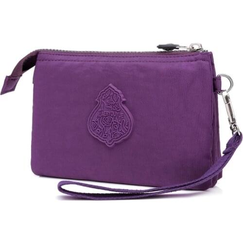 Coin purse ladies mobile phone bag fashion small wallet business card holder multifunctional three zipper mini canvas bag girl