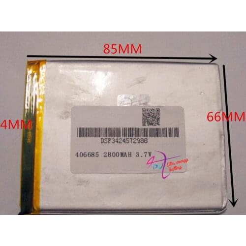 Best battery brand Free shipping A new article 3.7 V lithium polymer battery 2800 mah 406685 ma tablet battery
