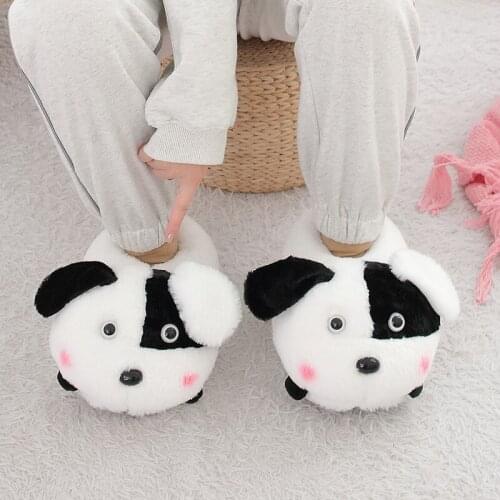 Millffy cute warm dog slipper black ear dog animal winter Home Floor Soft animal Slippers Female slipper Girls Winter Warm Shoes