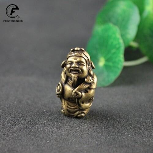 Pure Copper Chinese God of Wealth Ornament Birthday Gifts Craft Antique Bronze Buddha Statue Figurine Miniature Home Deco