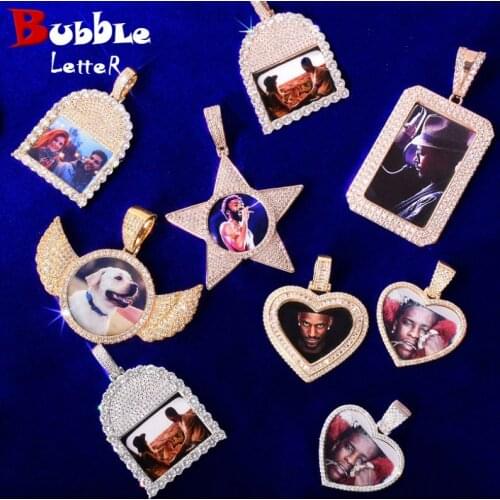 No Chain Custom Photo Pendant Heart/Star/Rectangle/Round Shape Mens Hip Hop Necklace Link