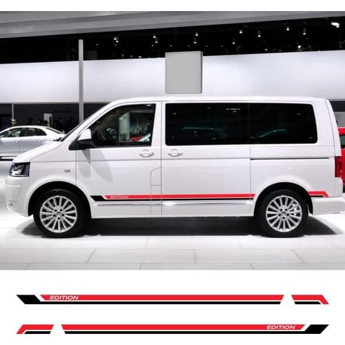 2Pcs Car Door Side Skirt Stickers For Volkswagen VW Multivan T5 T6 Auto Vinyl Film Decals Automobile DIY Car Tuning Accessories