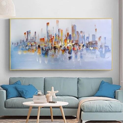 Canvas Wall Art City Building Poster Scenery Pictures for Home Abstract Painting on Canvas Wall Art for Living Room Decoration