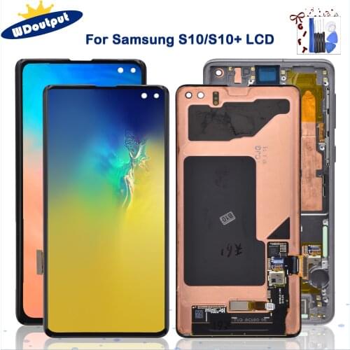 Original 100% Super AMOLED For SAMSUNG S10 S10e S10 Plus S10+ LCD Display Touch Screen Digitizer Replacement For G973 G975 G975F