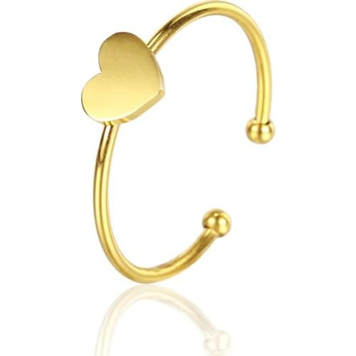 OUFEI Jewelry Accessories Punk Finger Rings for women Stainless steel Couple Rings Female Adjustable Boho Love Ring Heart ring