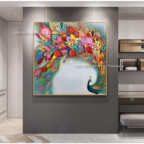 The Handmade Flower Peacock Creative Abstract Art Oil Painting On Canvas Nature Large Paintings For Office Hotel Aniam Decor