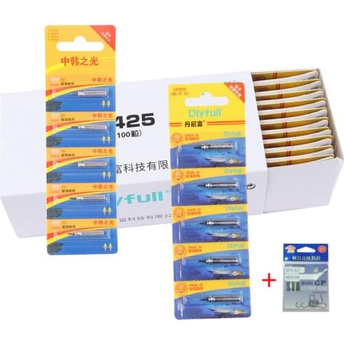 30/50/100pcs/lot DLY ZH CR425 Fishing Floats Battery Lithium Pin Battery Night Luminous Buoy Tools Fishing Tackle Accessories
