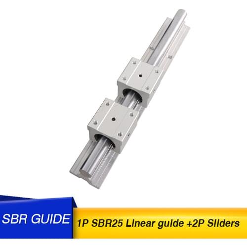 SBR25 25mm linear rail length100mm 200mm 300mm 400mm 500mm 600mm linear guide with 2pcs SBR25UU linear bearing cnc router part