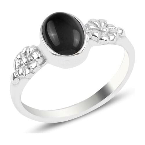 Silverlina Silver Onyx Engagement Ring