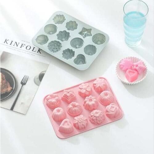 Silicone Cake Mold 12 Different Flowers and Plants Moon Cake Mold DIY Handmade Baking Mold