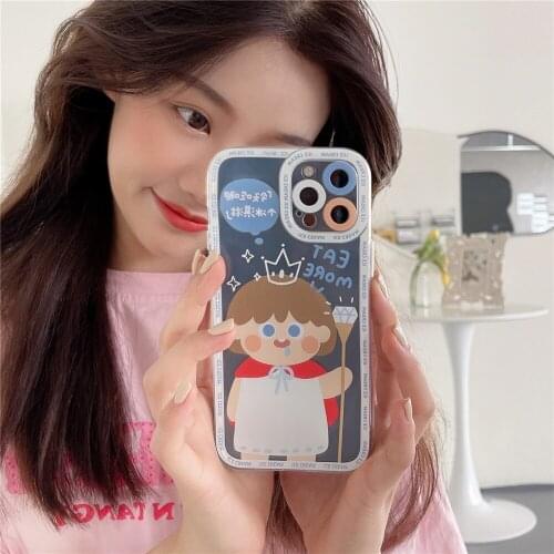 Cartoon Ice Cream Girl Transparent Shockproof Phone Case For iPhone 11 12 Pro Max Mini 6 7 8 Plus XS 6S X XR Silicone Soft Cover