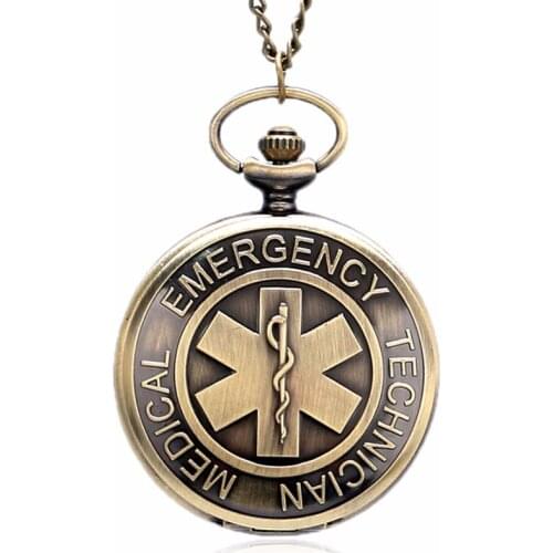 The Symbol of Medical Emergency Technician Fob Clock The Star of Life Quartz Pocket Watch With Necklace Gift for Pocket Watch