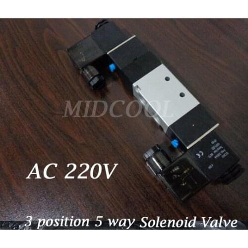Solenoide valvula 4V230-06 ac220V Solenoid Valve,5 way 3 position double coil Gas valve