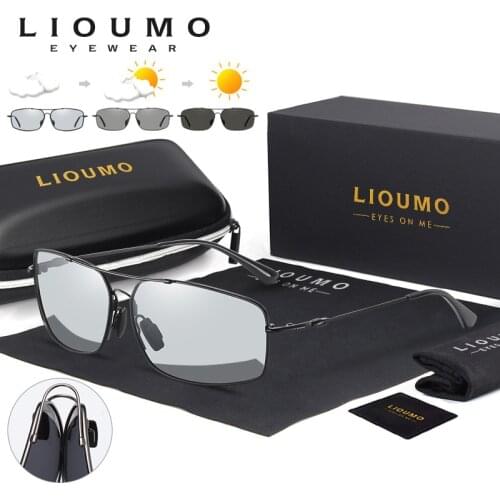 LIOUMO Memory Metal Frame Sunglasses For Men Polarized Sun Glasses Women Photochromic Driving Glasses Anti-Glare lentes de sol