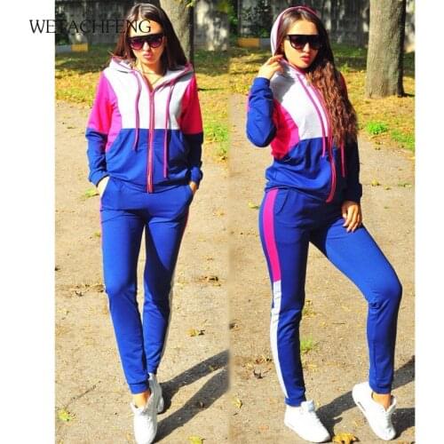 Fashion Womens Tracksuit Clothing Autumn Striped Red Zipper Casual Oversize Two Piece Set Outfits Jogger Sportswear Ropa Mujer