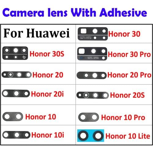 10Pcs/Lot, Back Rear Camera Glass Lens For Huawei Honor 9X V20 20i 20s 10 20 30 Pro Lite 10i 30s With Adhesive Repacement Parts