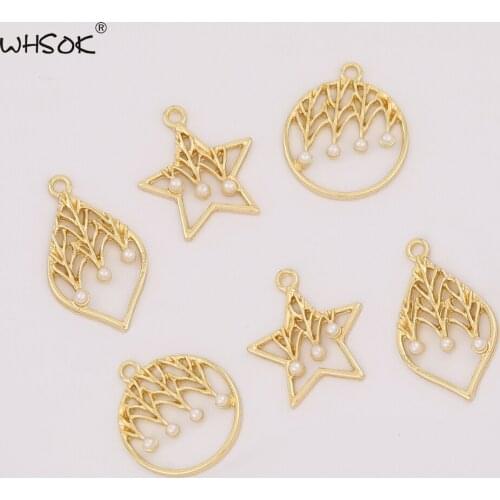 WHSOK 100Pcs Jewelry Accessories/Earrings Pendant/Geometry Shape/KC Gold/Imitation Pearl/Hand Made/DIY Making/Charms