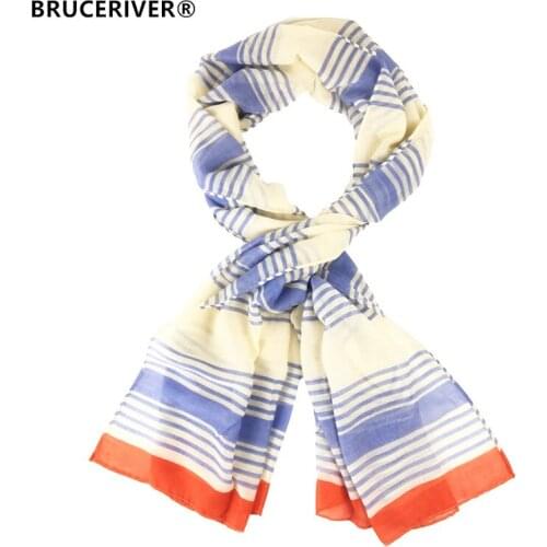 Bruceriver Womens Printed Scarf Blue Orange Stripe