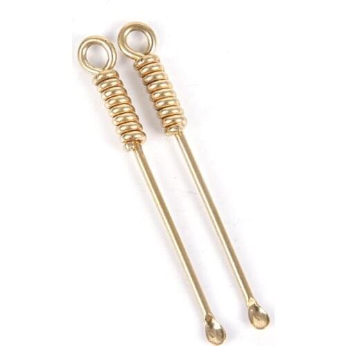 1/2Pcs Retro Brass Portable Ear Cleaning Tool Ear Pick Ear Wax Remover Curette Cleaner Keychain Pendants Ear Spoons