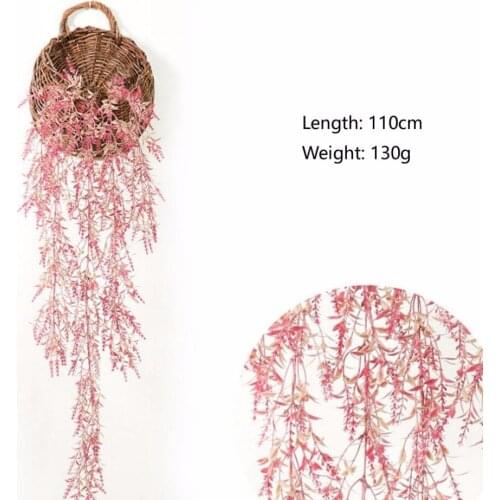 110cm Pink Hanging Artificial Plant Malt Leaf Leaves Wall Wedding Holiday Party Birthday Venue Hanging Decoration