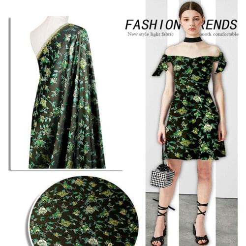 145cm width European style green Metallic Jacquard Brocade Fabric 3D jacquard yarn dyed fabric for Women Coat Dress Skirt