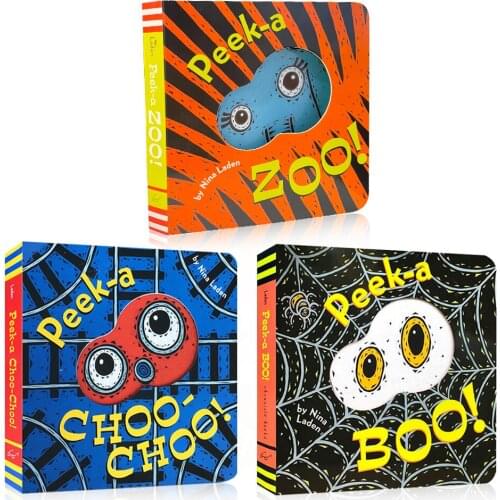 3 Book/set peek-a zoo boo Choo-Choo! Baby Flip Books Story Picture Books kid early education cardboard book learning toys baby