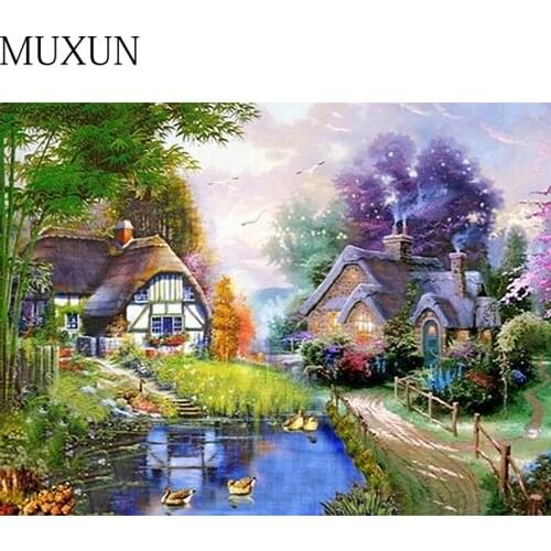 Muxun 3D Diamond Painting Landscape Full Drill Square/Rround Picture Rhinestones 5D Diamond Mosaic Animal Sale Craft Kit X0159