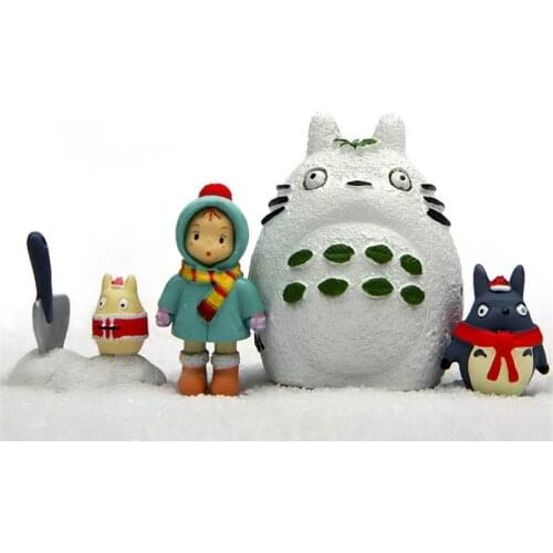 4pcs/set 3-5cm DIY Winter Christmas Miyazaki Hayao Totoro Mei Action Figure Toy Doll