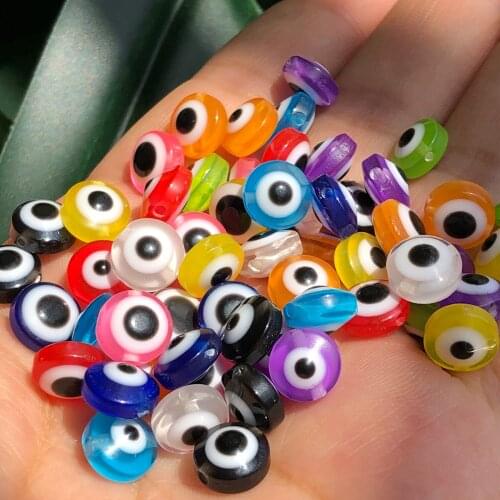 50pcs 6/8/10mm Oval Round Evil Eye Resin Turkey Medusa Spacer Beads For Jewelry Making Bracelet Necklace Charms DIY Doll Eyes