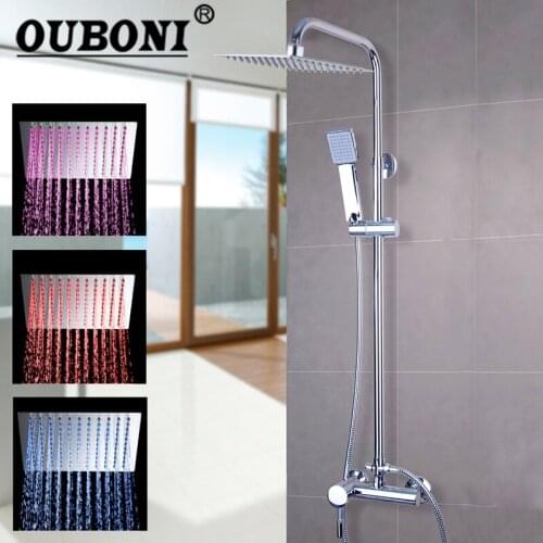 8" Rainfall Shower Head Bathroom Tub Shower Faucets Hand Sparyer Adjustable Height With Hand Sprayer Shower Set