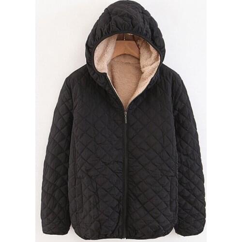 AECU Winter Womens Parkas Faux Fur Plus Size Coats Female Outerwear Plaid Hooded Jacket Warm Cotton Women Warm Winter Coat