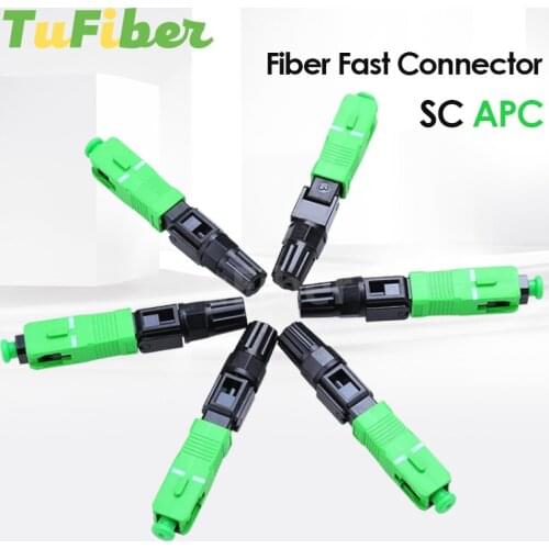 Free Shipping SC APC Fiber Optic Fast Connector Single Mode Fiber Optic Adapter FTTH Fiber Quick Connector Field Assembly