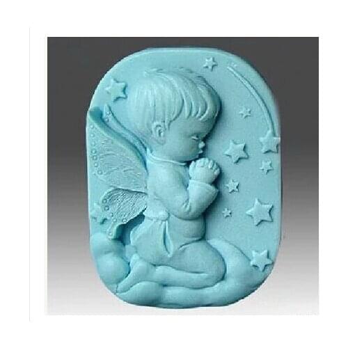 Free shipping Angel boy silicon soap mold (No odor, no oil stains) Cake decoration Cake mold manual soap fondant mold NO.SO-001
