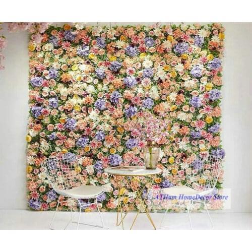 Champagne Mauve Silk Flower Panels Artificial Flower 3D Wall Wedding Christmas Photo Backgdrop Party Home Wall Decor